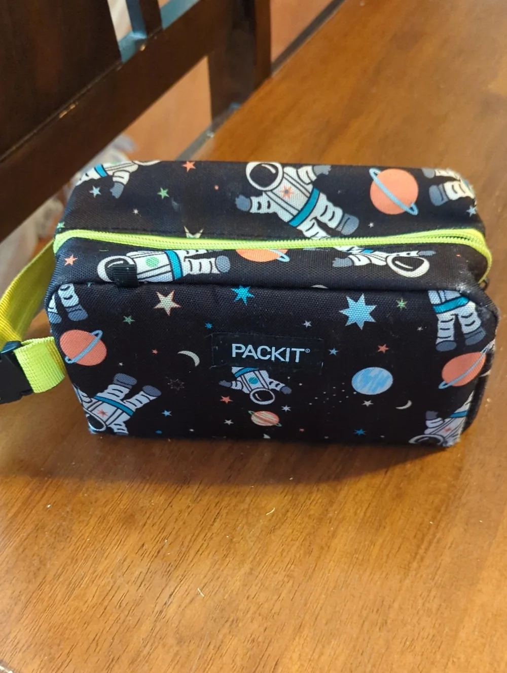 Kids Space Black Lunch Cooler Pouch insulated Freeze At Night Pack It Astronaut